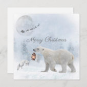 Cartes Pour Fêtes Annuelles Ours polaire mignon Arctic Fox Père Noël Noël d'hi (Devant / Derrière)