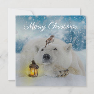 Cartes Pour Fêtes Annuelles Ours polaire mignon Noël d'hiver