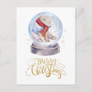 Cartes Pour Fêtes Annuelles Ours polaire neige hiver Joyeux Noël