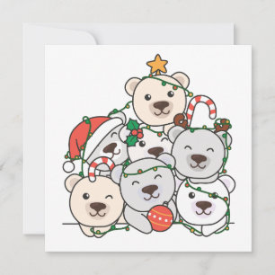 Cartes Pour Fêtes Annuelles Ours polaire Noël Arbre drôle Animal Noël