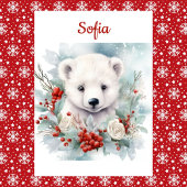 Cartes Pour Fêtes Annuelles Ours polaire Noël Personnaliser Nom et salutation