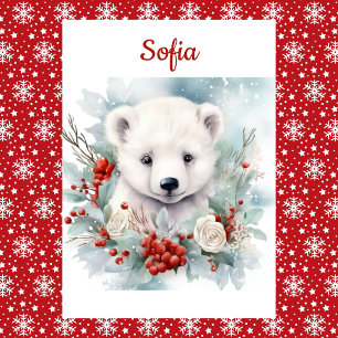 Cartes Pour Fêtes Annuelles Ours polaire Noël Personnaliser Nom et salutation