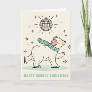 Cartes Pour Fêtes Annuelles Ours polaire rétro groovy Joyeux Noël