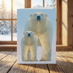 Cartes Pour Fêtes Annuelles Ours Polaire très faible avec bébé
