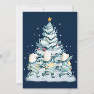 Cartes Pour Fêtes Annuelles Ours polaires à l'aquarelle mignons