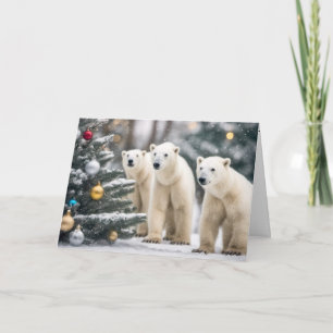Cartes Pour Fêtes Annuelles Ours Polaires Avec Arbre De Noël