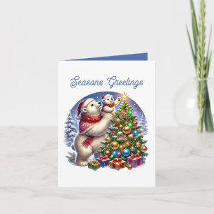 Cartes Pour Fêtes Annuelles Ours polaires de Noël ajoutent un message de vœux