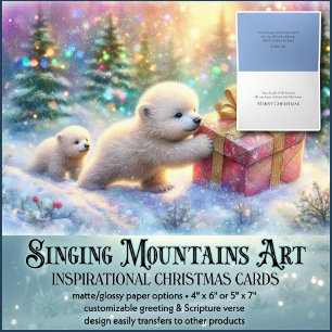 Cartes Pour Fêtes Annuelles Ours polaires et cadeau de Noël Écriture chrétienn