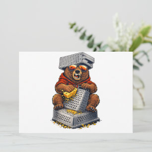 Cartes Pour Fêtes Annuelles Ours Rétro avec Chapeau Râpe à Fromage et Lunettes