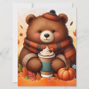 Cartes Pour Fêtes Annuelles Ours rustique/vintage d'automne