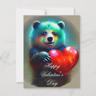 Cartes Pour Fêtes Annuelles Ours souriant et cœur des enfants valentin 