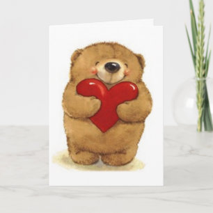 Cartes Pour Fêtes Annuelles Ours tenant le coeur - Valentine