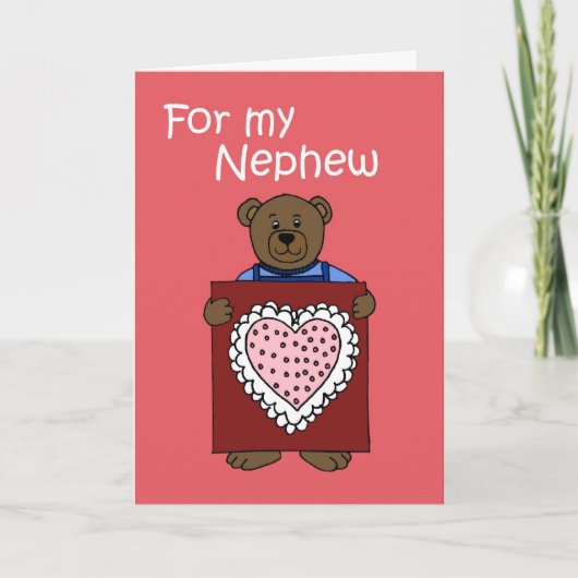 Cartes Pour Fêtes Annuelles Ours tenant Valentine pour le neveu (Devant)