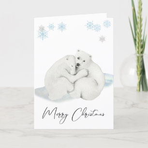 Cartes Pour Fêtes Annuelles Oursons polaires à l'aquarelle Joyeux Noël