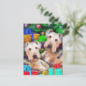 Cartes Pour Fêtes Annuelles Ouverture de Noël Airedale (Debout devant)