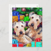 Cartes Pour Fêtes Annuelles Ouverture de Noël Airedale (Devant / Derrière)