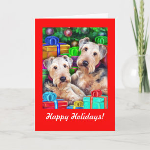 Cartes Pour Fêtes Annuelles Ouverture de Noël Airedale