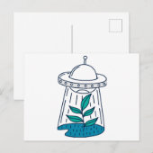 Cartes Pour Fêtes Annuelles OVNI Alien (Devant / Derrière)