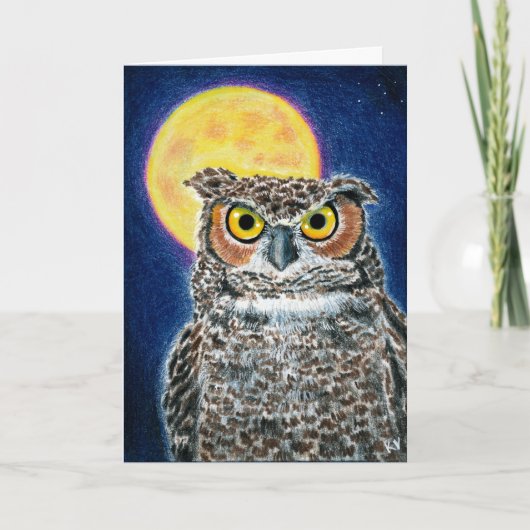Cartes Pour Fêtes Annuelles Owl and Moon (Devant)