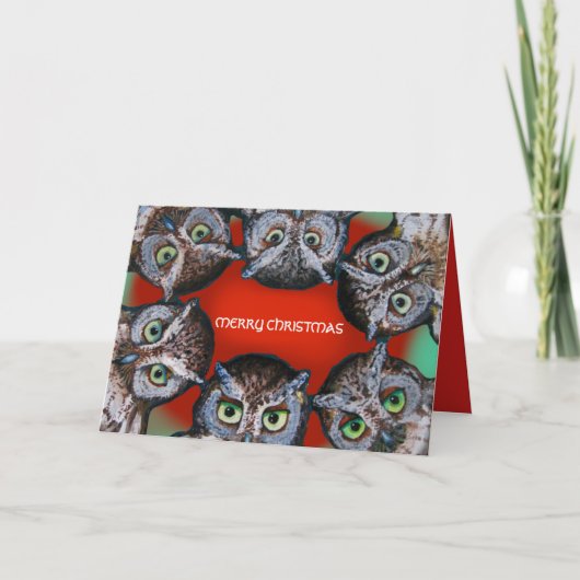Cartes Pour Fêtes Annuelles OWL FAIT FACE À NOËL par Slipperywindow (Devant)