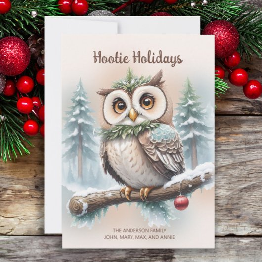 Cartes Pour Fêtes Annuelles Owl Rustic Noël "Hootie Holidays"