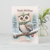 Cartes Pour Fêtes Annuelles Owl Rustic Noël "Hootie Holidays" (Debout devant)