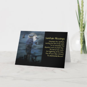 Cartes Pour Fêtes Annuelles Owl Samhain Blessings 