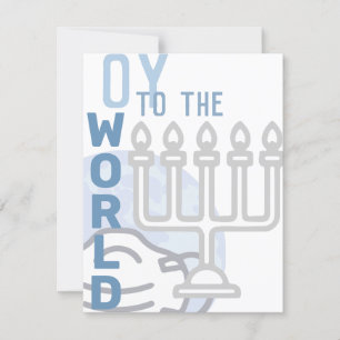 Cartes Pour Fêtes Annuelles Oy To The World Drôle Happy Hanoukka Blue Menorah