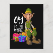 Cartes Pour Fêtes Annuelles Oy to the World Funny Elf Christmas (Devant)