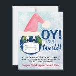 Cartes Pour Fêtes Annuelles OY to the World ! Funny Pandemic Christmas Photo<br><div class="desc">Cette carte mignonne et drôle est spécialement conçue pour des vacances pandémiques. Il présente une image amusante de la terre portant à la fois un chapeau de Père Noël et un masque facial. La légende dit "OY ! au monde !" Il y a de l'espace pour une courte note ou...</div>