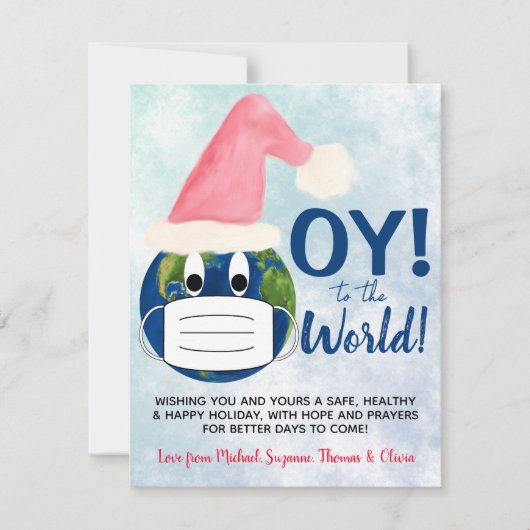 Cartes Pour Fêtes Annuelles OY to the World ! Funny Pandemic Noël Hanoukka (Devant)