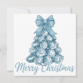 Cartes Pour Fêtes Annuelles Oyster Tree Bow Preppy Joyeux Noël Coquette (Devant)