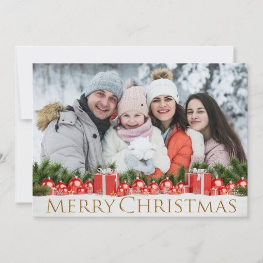 Cartes Pour Fêtes Annuelles Packs de neige Joyeux Noël hivernal Photo Or (Devant)