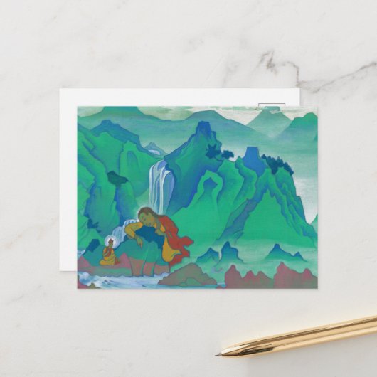 Cartes Pour Fêtes Annuelles Padma Sambhava par Nicholas Roerich (Devant/Arrière en situation)