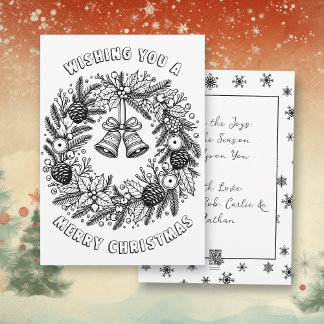 Cartes Pour Fêtes Annuelles Page Color Me | Couronne de Noël