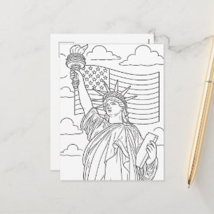 Cartes Pour Fêtes Annuelles Page de coloriage de la statue de la Liberté patri