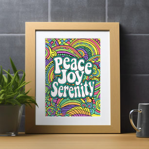 Cartes Pour Fêtes Annuelles Page de coloriage Peace Joy Serenity Motif Abstrai