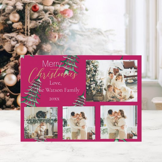 Cartes Pour Fêtes Annuelles Pagode de Noël Rouge Vert 5-Photo