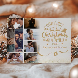 Cartes Pour Fêtes Annuelles Paillet doré 8 Photo Premier Noël en famille