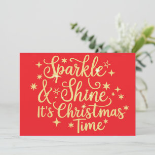 Cartes Pour Fêtes Annuelles Pailleté et brillant C'est le temps de Noël Xmas p