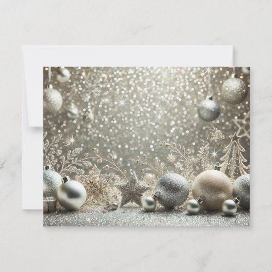 Cartes Pour Fêtes Annuelles Paillettes d'argent festives avec éléments de Noël (Devant)