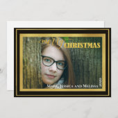 Cartes Pour Fêtes Annuelles Paillettes dorées ~ Joyeux Noël Photo personnalisé (Devant / Derrière)