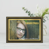 Cartes Pour Fêtes Annuelles Paillettes dorées ~ Joyeux Noël Photo personnalisé (Debout devant)