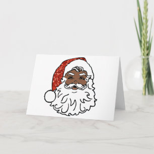 Cartes Pour Fêtes Annuelles paillettes noir santa claus