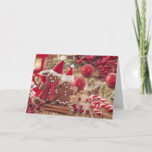 Cartes Pour Fêtes Annuelles Pain D'Épice De Noël Homme Et Boisson Chaude