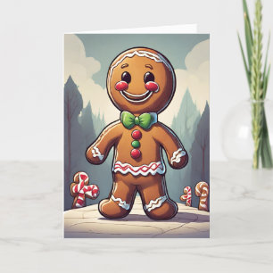 Cartes Pour Fêtes Annuelles Pain d'épices Homme Retro Concept Art Holiday Card