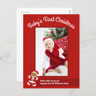 Cartes Pour Fêtes Annuelles Pain d'épices Père Noël Red Photo Baby First Chris