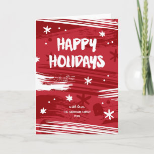 Cartes Pour Fêtes Annuelles Painted Noël Rouge & Blanc non photo vacances