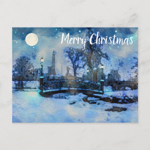 Cartes Pour Fêtes Annuelles Painting of winter night in city park