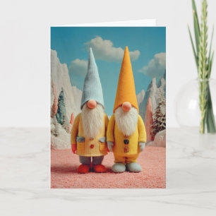 Cartes Pour Fêtes Annuelles Paire de gnomes de Noël hivernaux fantaisistes